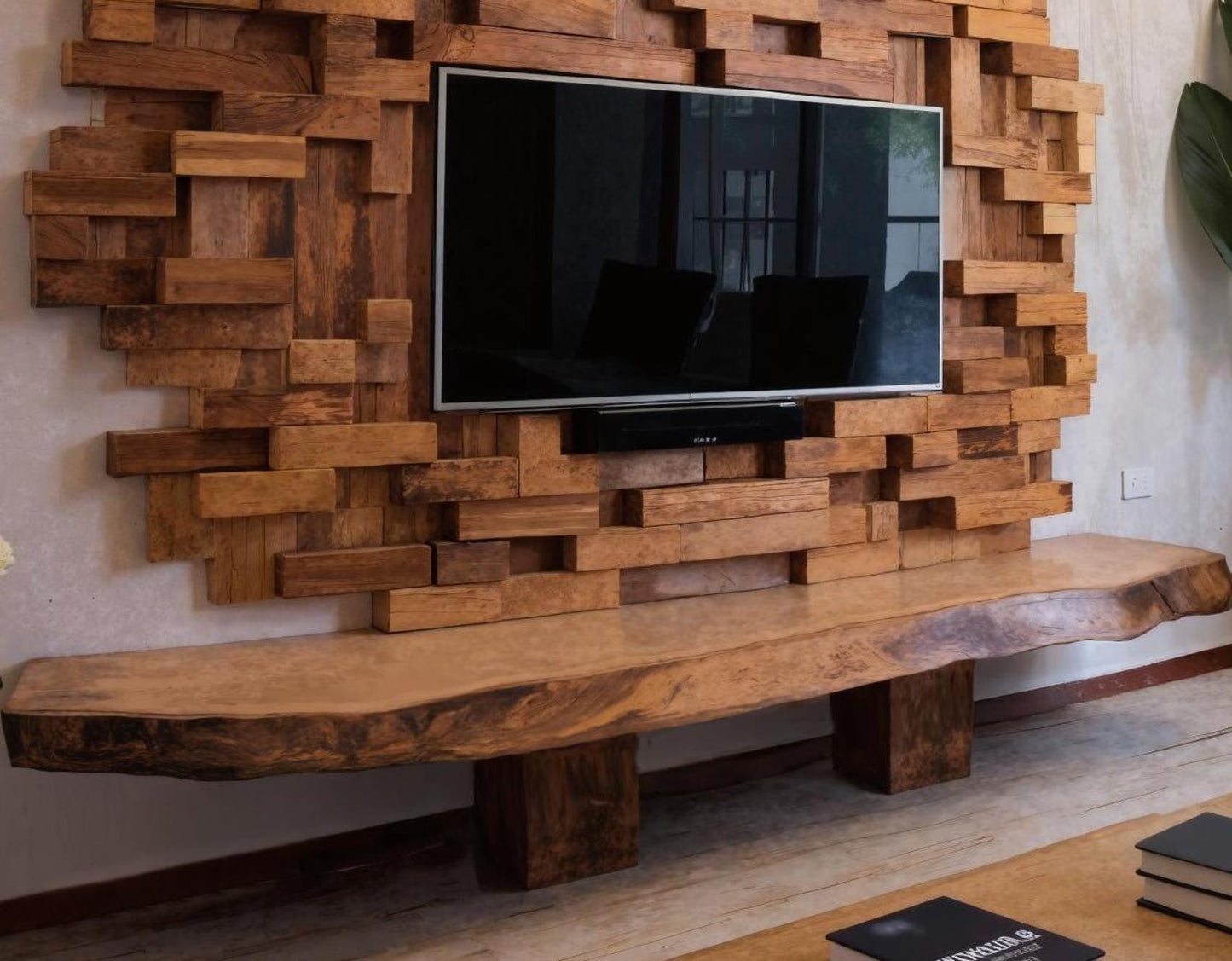 Modern artistic TV wall panel for an elegant and stylish living room display-2