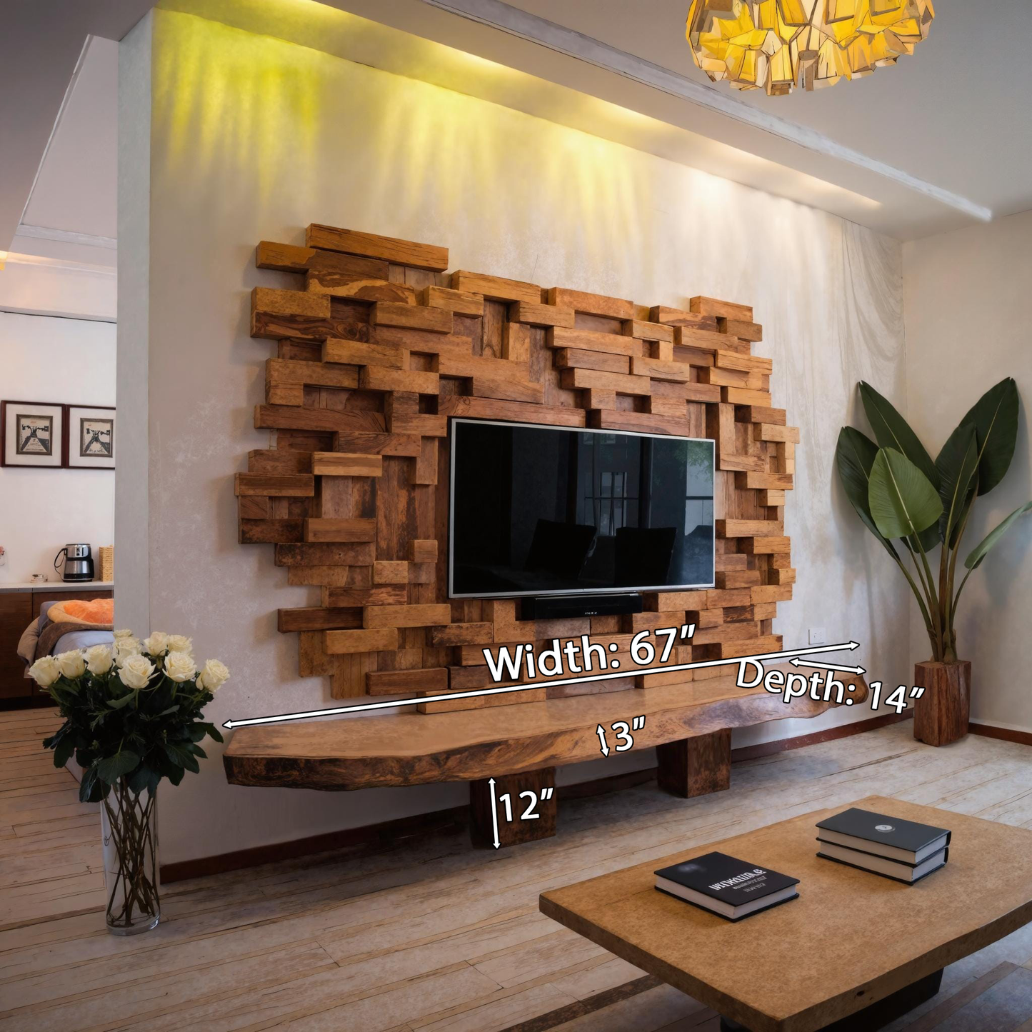 Modern artistic TV wall panel for an elegant and stylish living room display-4