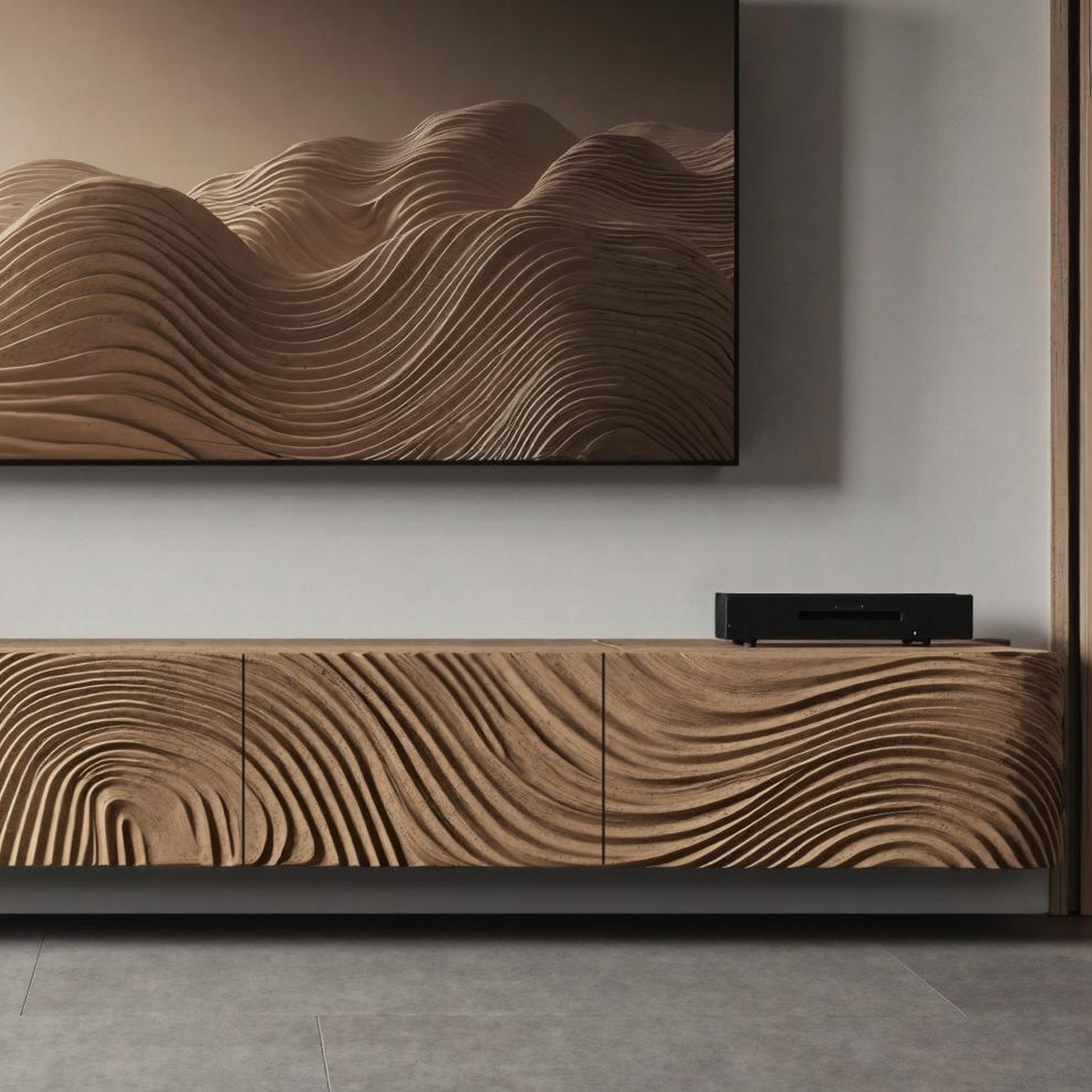 Rustic TV console designed to complement a cozy and inviting entryway design-3