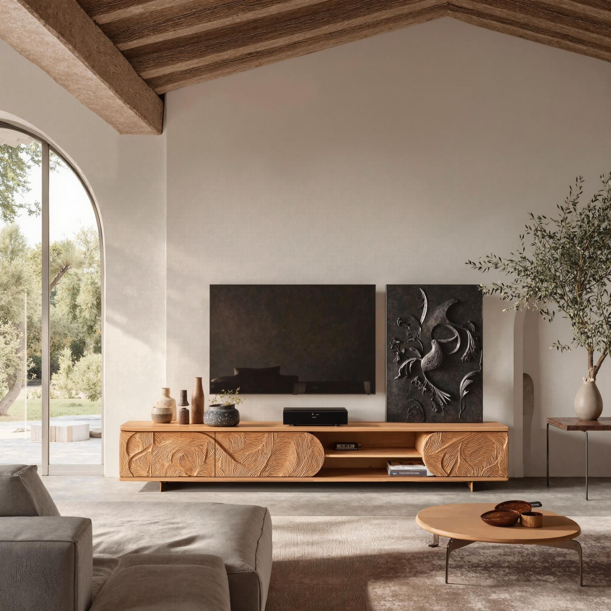 Mid-century TV stand designed for stylish and functional living room interiors-1
