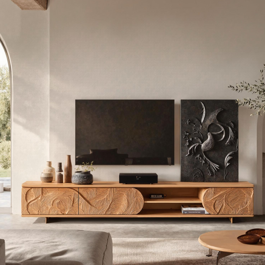 Mid-century TV stand designed for stylish and functional living room interiors