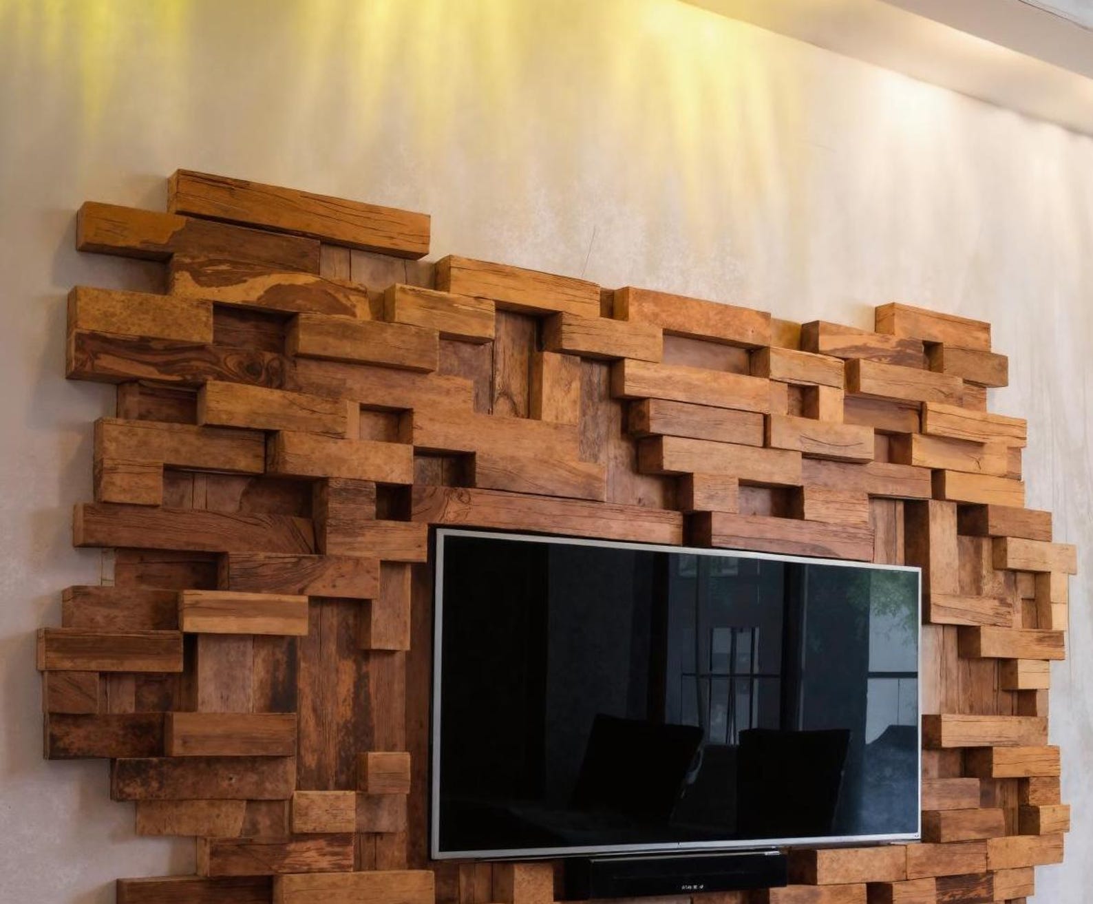 Modern artistic TV wall panel for an elegant and stylish living room display-1