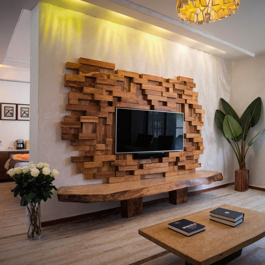 Modern artistic TV wall panel for an elegant and stylish living room display